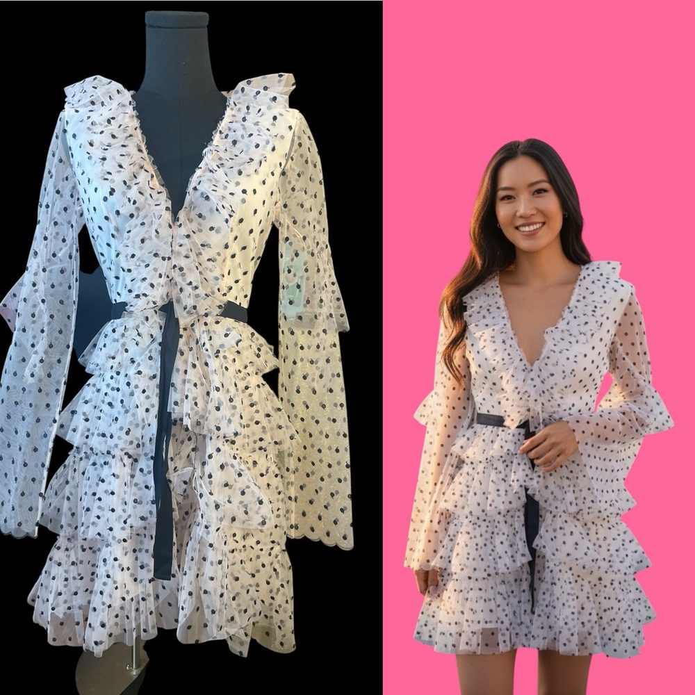 Philosophy di Lorenzo Serafini White and Black Ruffle Dress